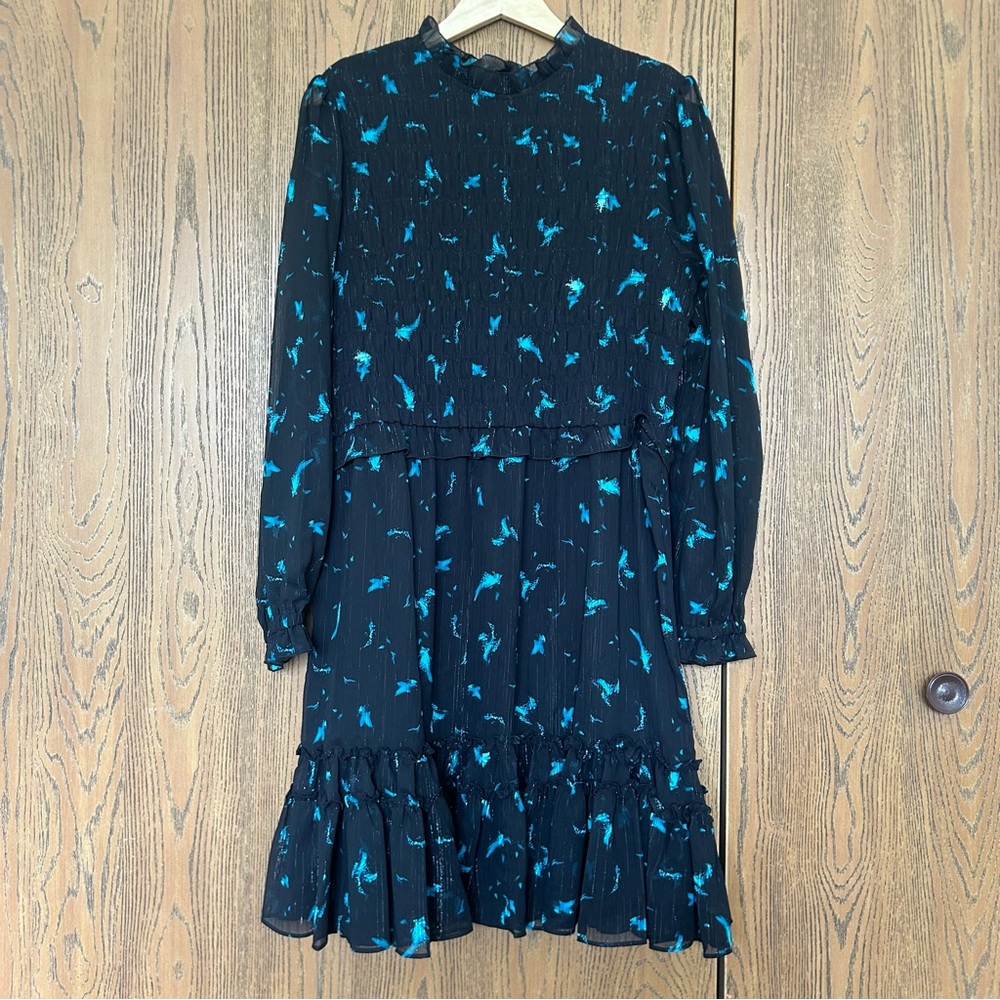 Elegant Black and Blue Floral Dress